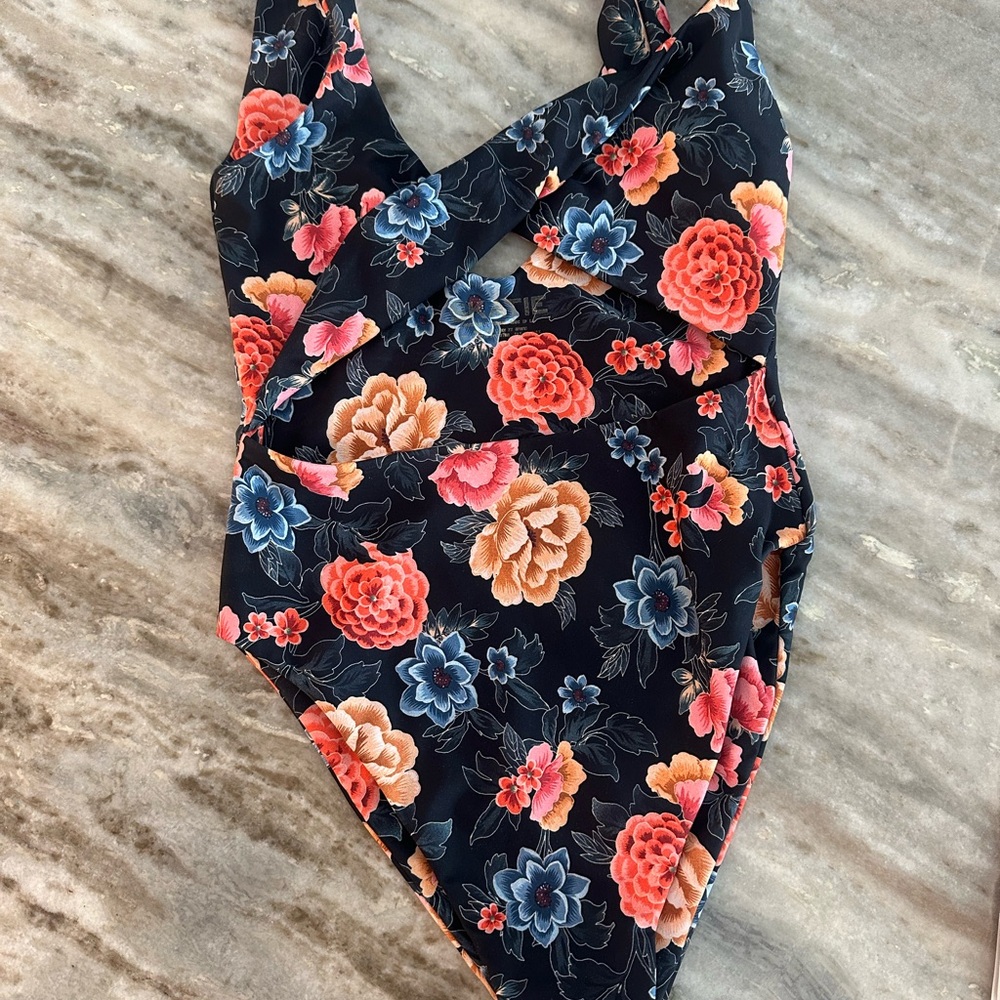 Skatie Floral Bikini - Black and Orange